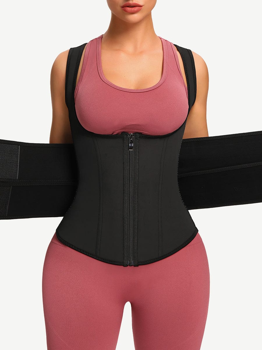 Ceinture gainante compression ferme fermeture zip latex