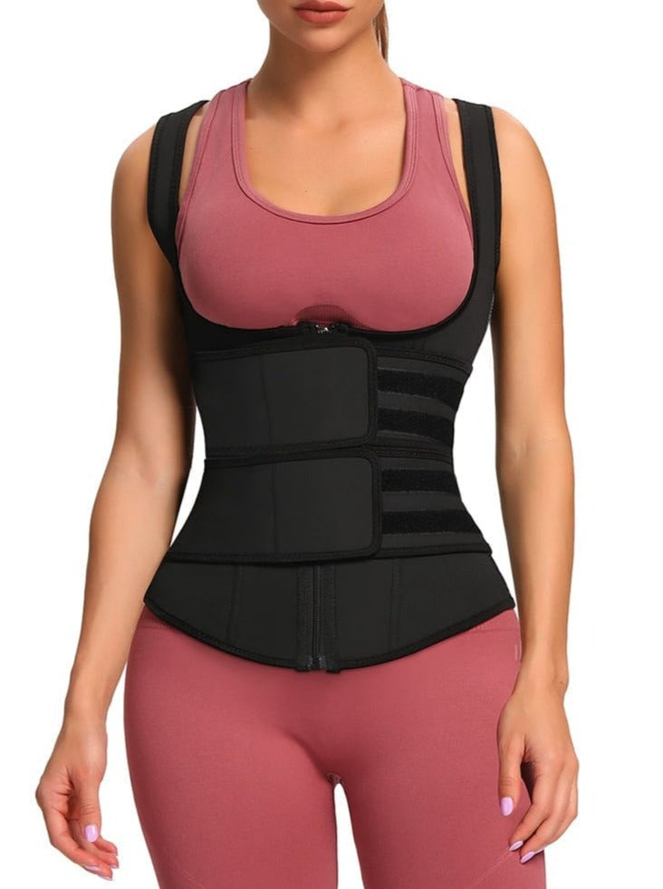 Ceinture gainante compression ferme fermeture zip latex
