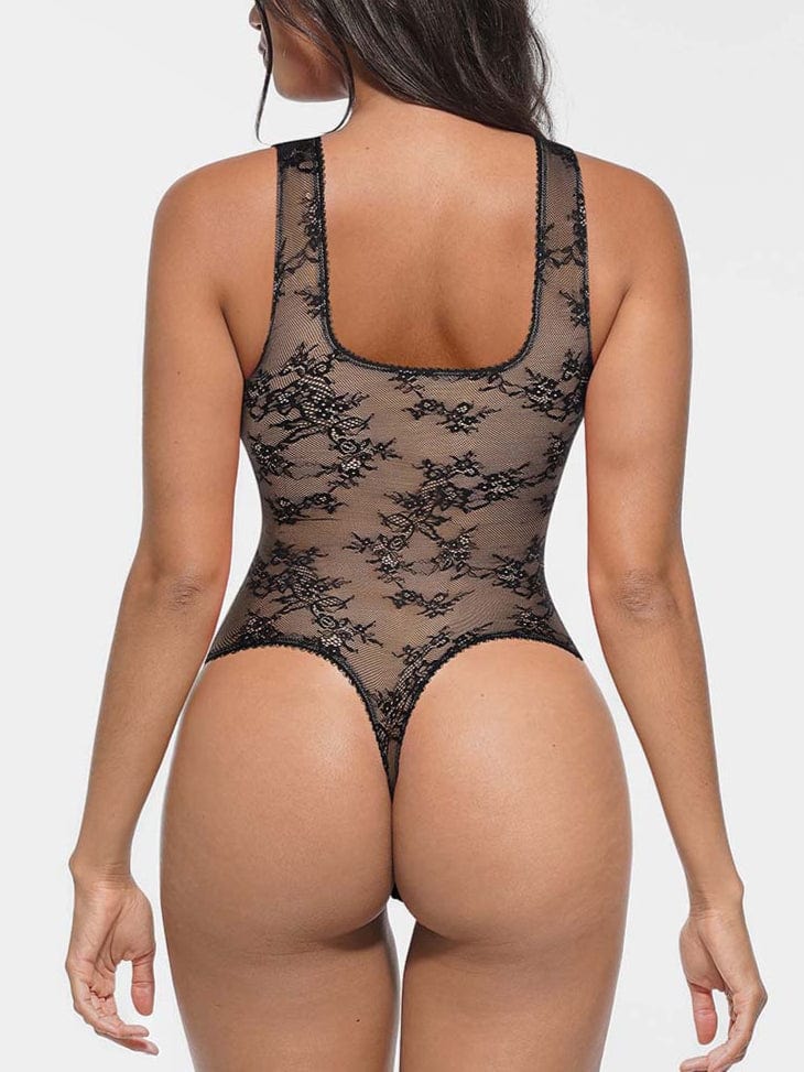 Body col V plongeant sans coutures dentelle