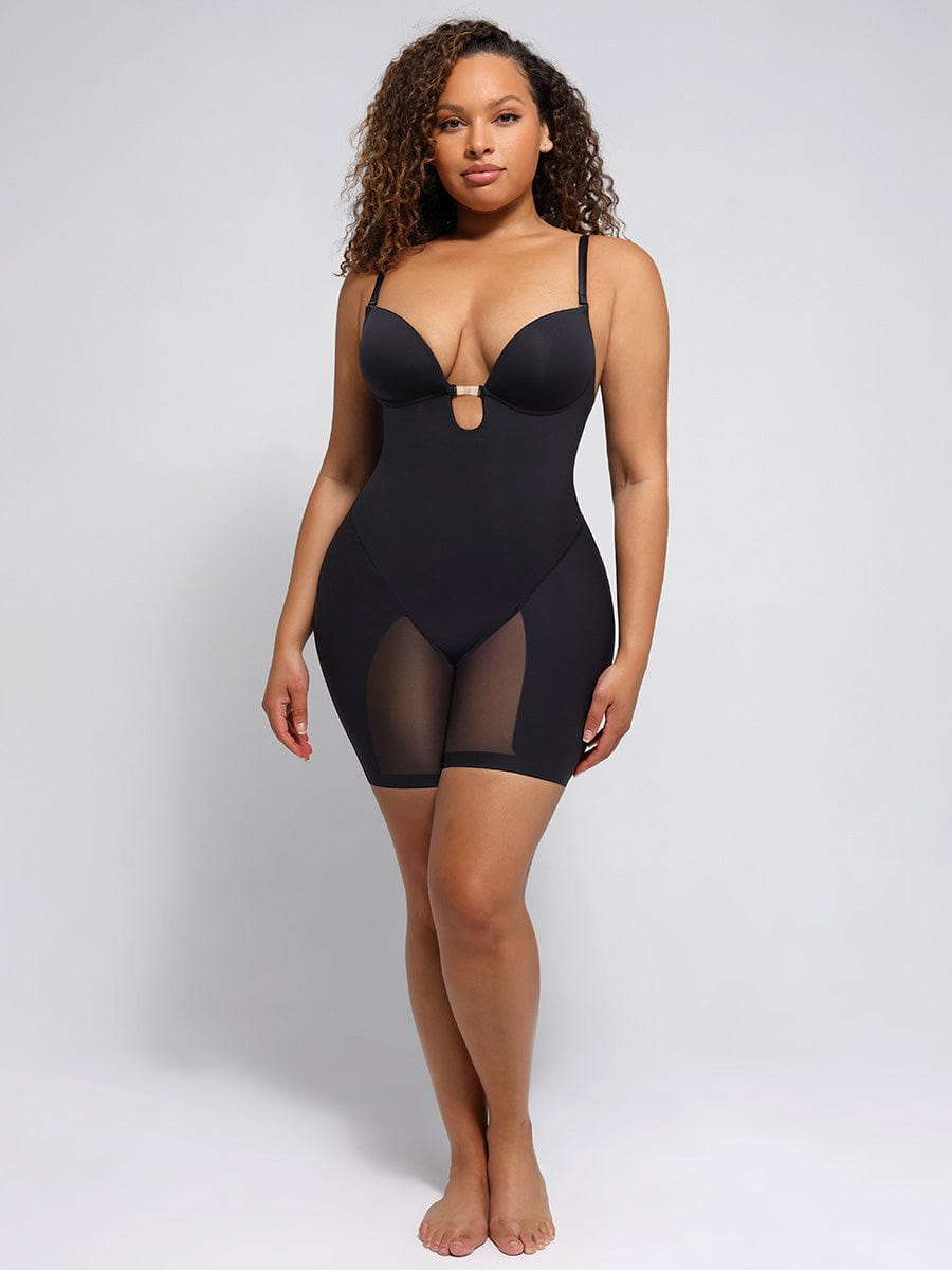 Body modelant col V plongeant mi-cuisse