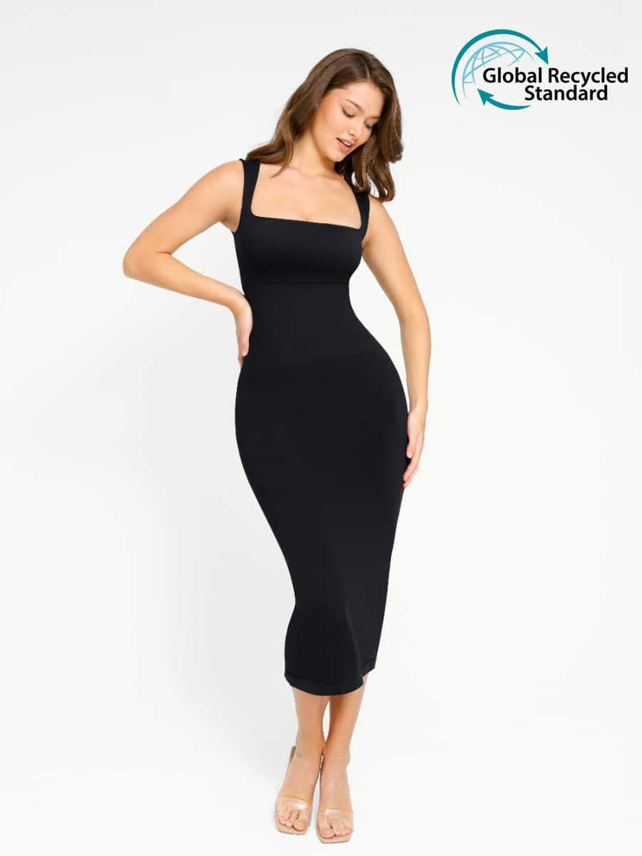 Robe gainante contrôle taille bretelle fine sans coutures