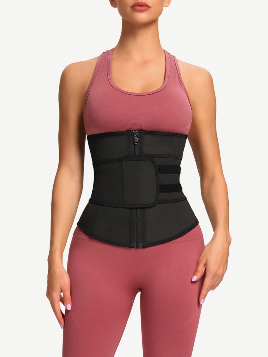 Ceinture gainante baleines acier fermeture zip latex