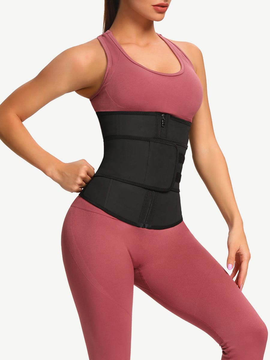 Ceinture gainante baleines acier fermeture zip latex